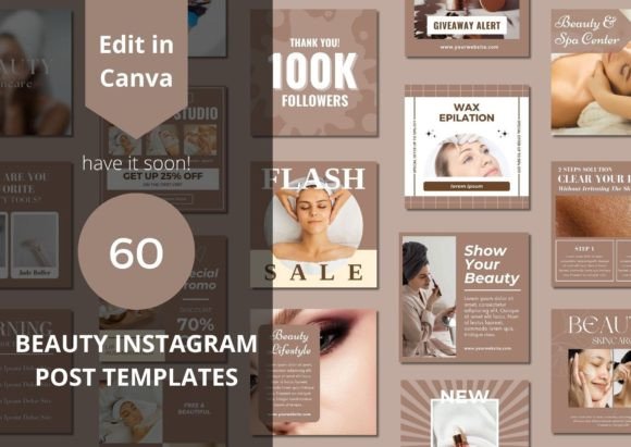 Transform Your Feed: How 60 Beauty Social Media Canva Templates Elevate Your Brand