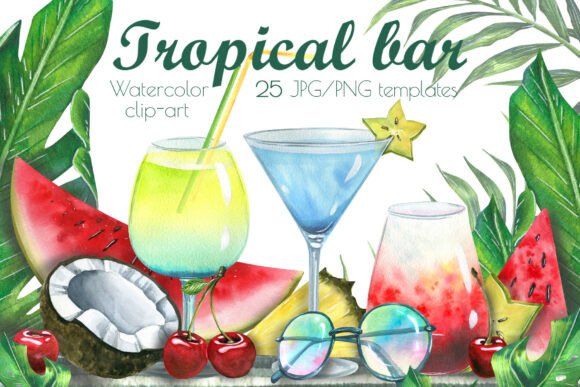 Tropical Bar Frames Templates Set: Bringing Island Vibes to Your Creative Projects