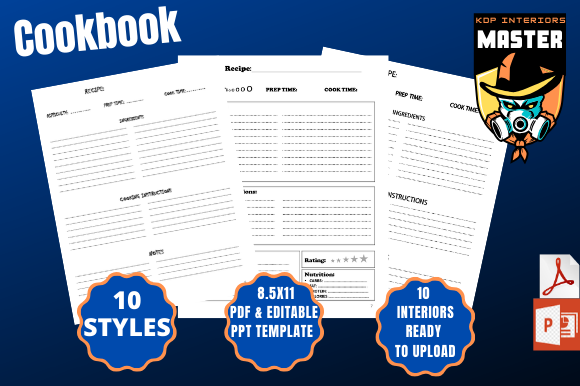 Upgrade Your KDP Library: 10 Cookbook Recipe Books, 10 Templates for Instant Publishing Success