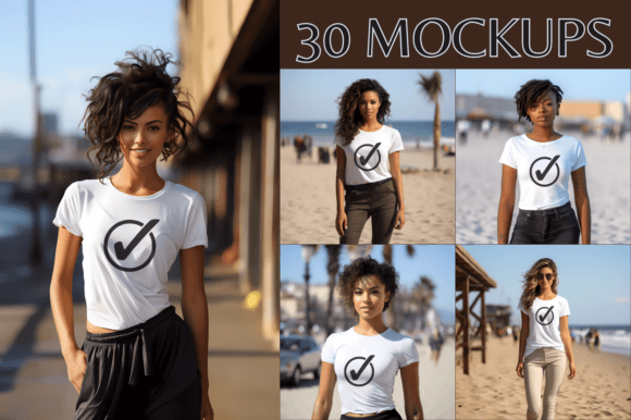 Women White T-Shirt Mockups - 30 Templates for High-Quality Design